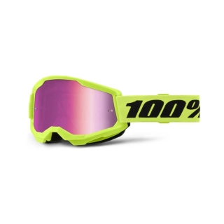 100% STRATA 2 Goggle Neon Yellow - Mirror Pink Lens 50028-00016